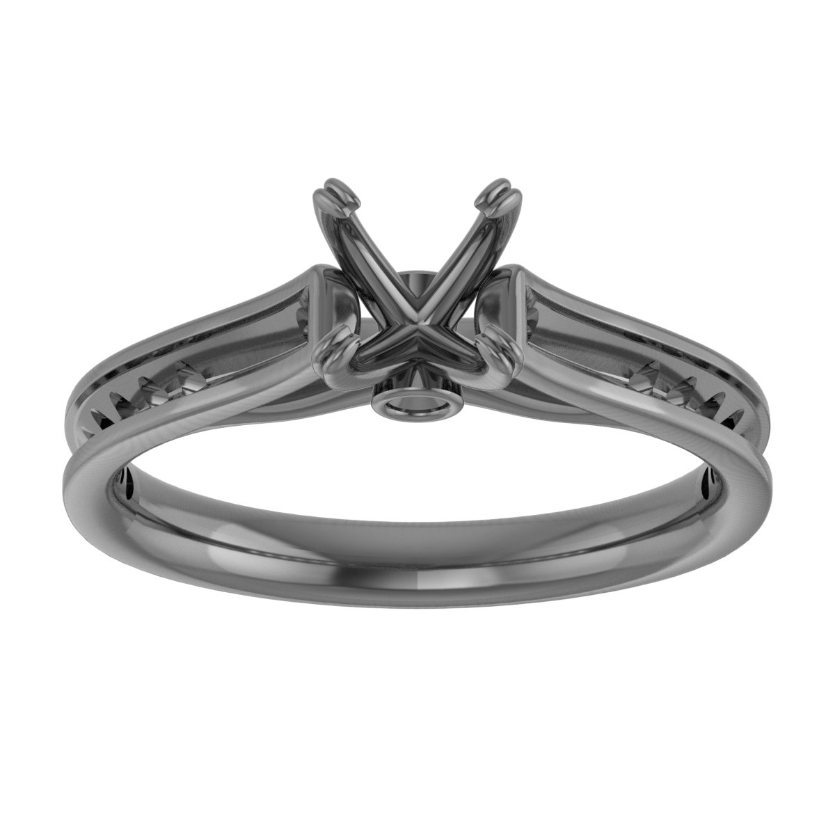 & Platinum 9x7 mm Oval Engagement Ring Mounting view 3