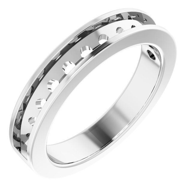 14K White 1 CTW Natural Diamond Channel-Set Matching Band