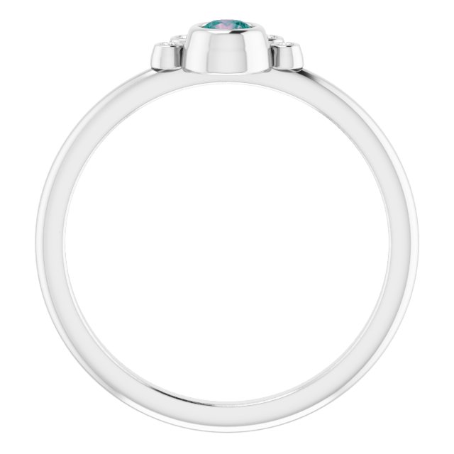 14K White Lab-Grown Alexandrite & .04 CTW Natural Diamond Ring