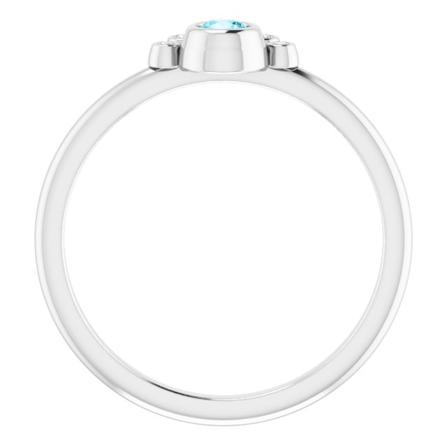 14K White Blue Zircon & .04 CTW Diamond Ring           
