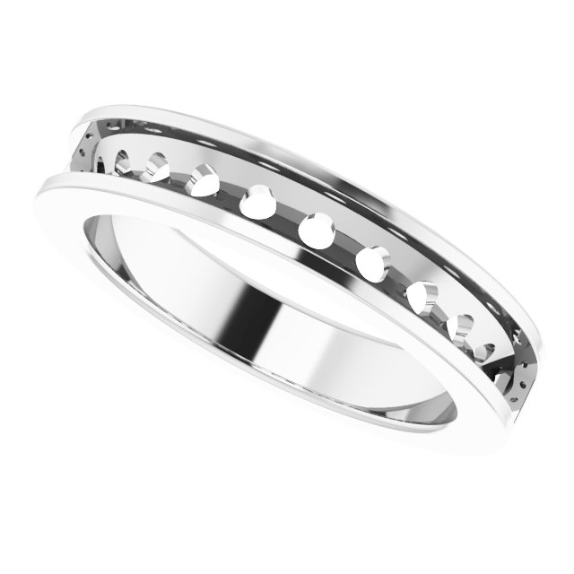 14K White 1 CTW Natural Diamond Channel-Set Matching Band-5