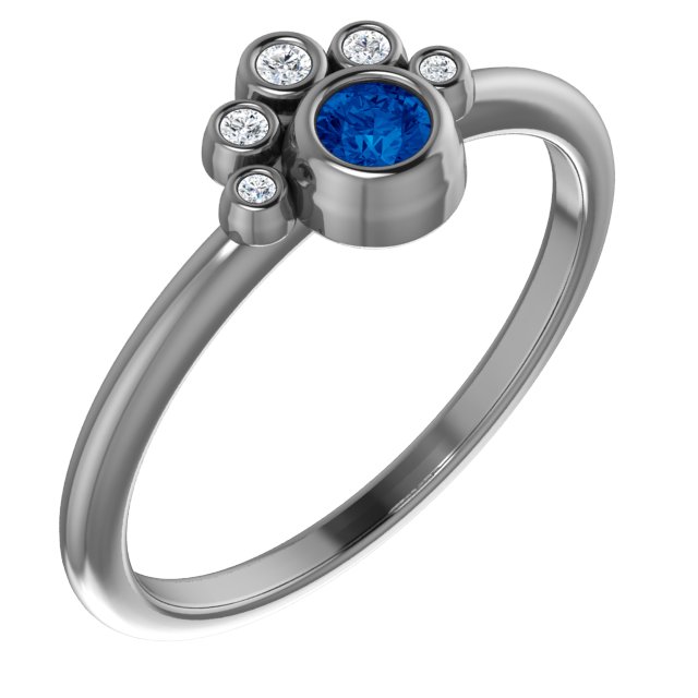 14K White Blue Sapphire and .04 CTW Diamond Ring Ref. 14653161