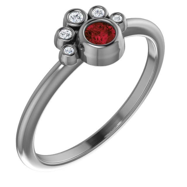 Sterling Silver Mozambique Garnet and .04 CTW Diamond Ring Ref. 14653714