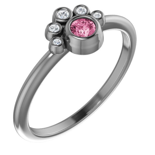 14K Rose Pink Tourmaline & .04 CTW Diamond Ring              