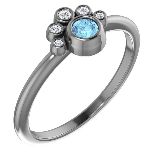 14K White Aquamarine and .04 CTW Diamond Ring Ref. 14653160
