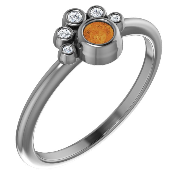 Sterling Silver Citrine and .04 CTW Diamond Ring Ref. 14653720