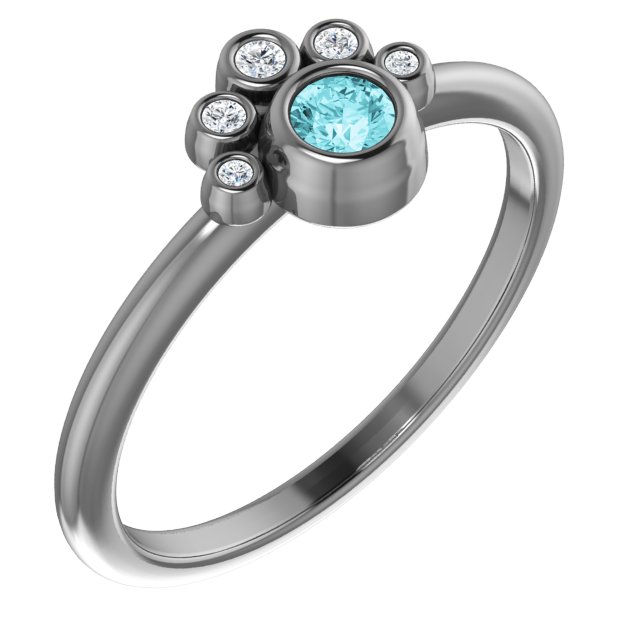 14K Rose Blue Zircon and .04 CTW Diamond Ring Ref. 14653392