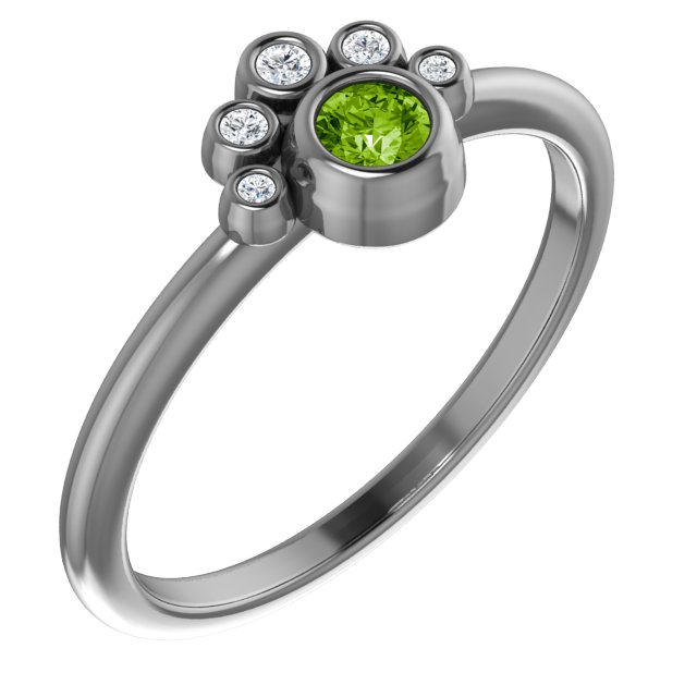 Sterling Silver Peridot and .04 CTW Diamond Ring Ref. 14653715