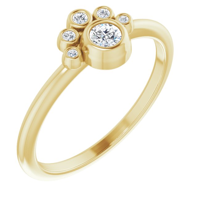 14K Yellow Natural White Sapphire & .04 CTW Natural Diamond Ring