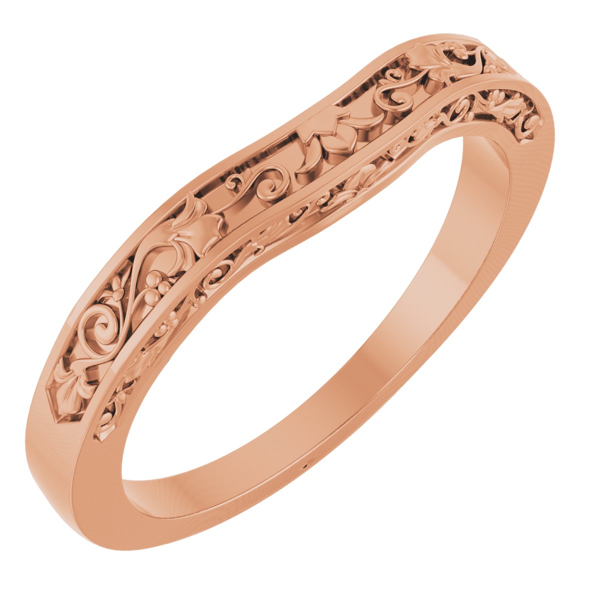 14K Rose Floral-Inspired Matching Band 