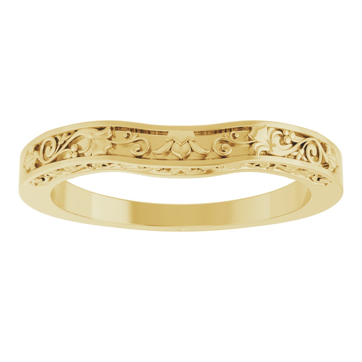 14K Yellow Gold Floral-Inspired Matching Band 