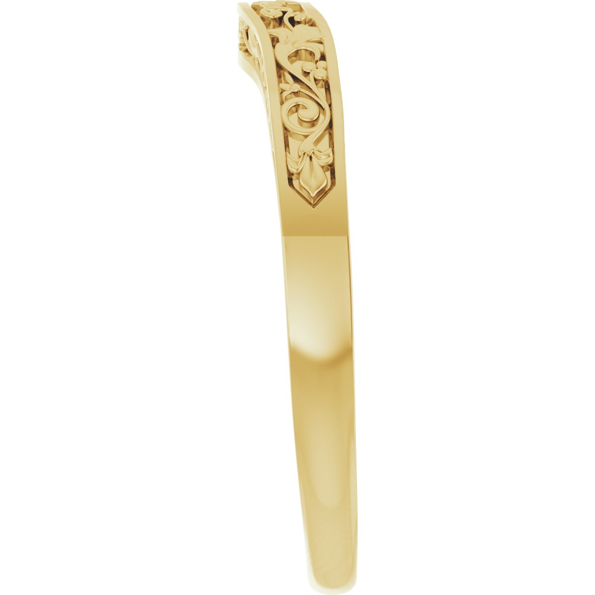 14K Yellow Gold Floral-Inspired Matching Band 