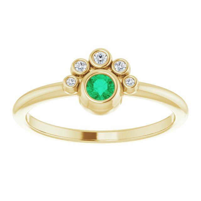 14K Yellow Emerald & .04 CTW Diamond Ring            
