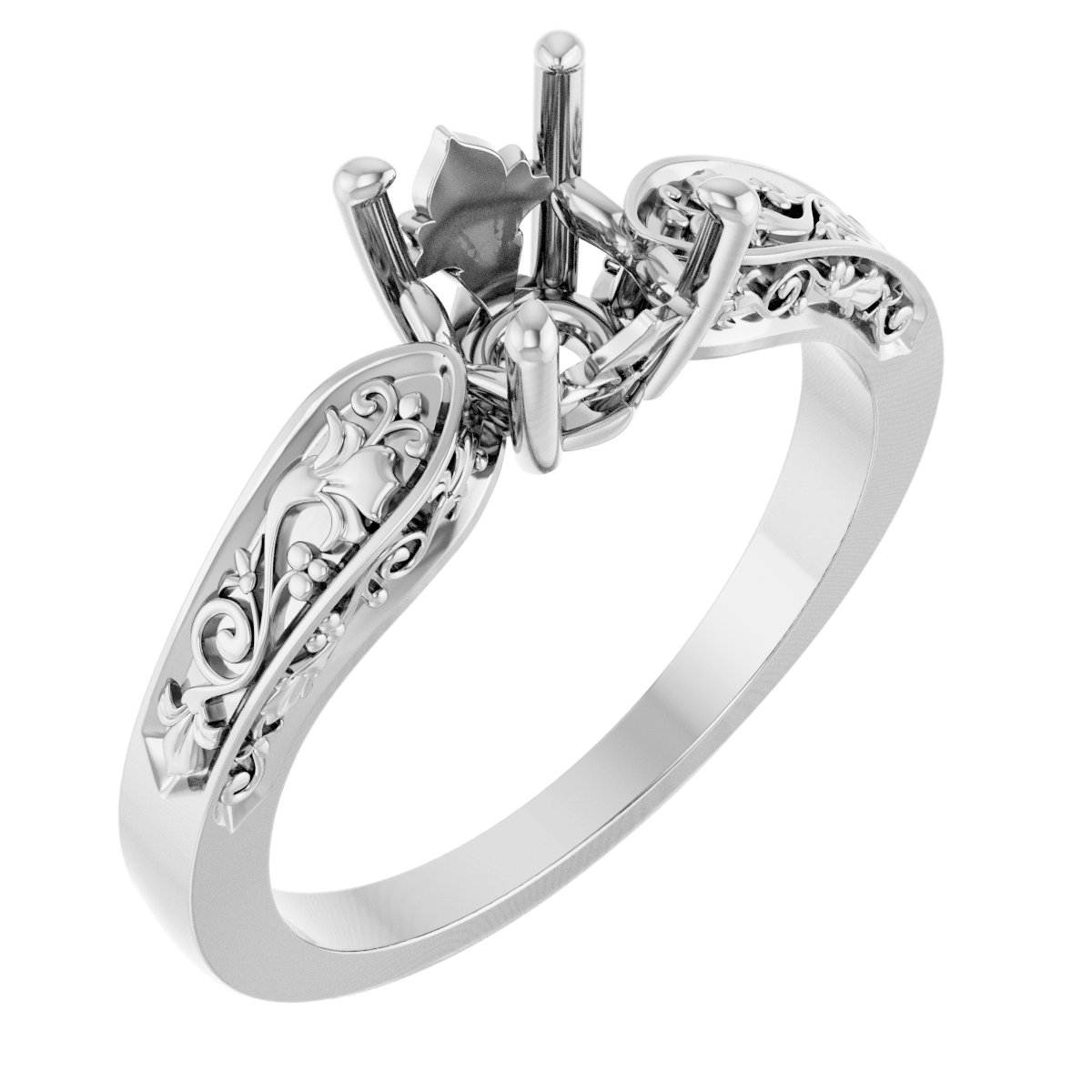 Solitaire Floral Engagement Ring or Band