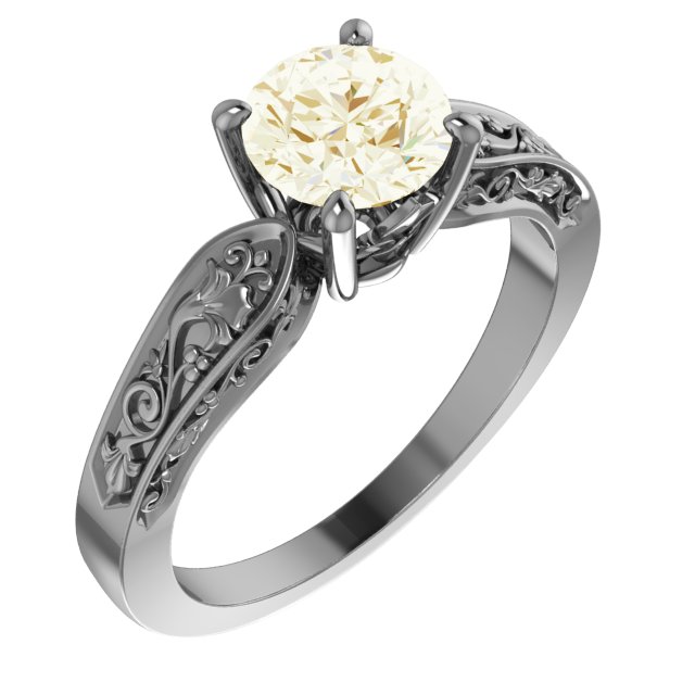 Floral-Inspired Solitaire Engagement Ring or Band