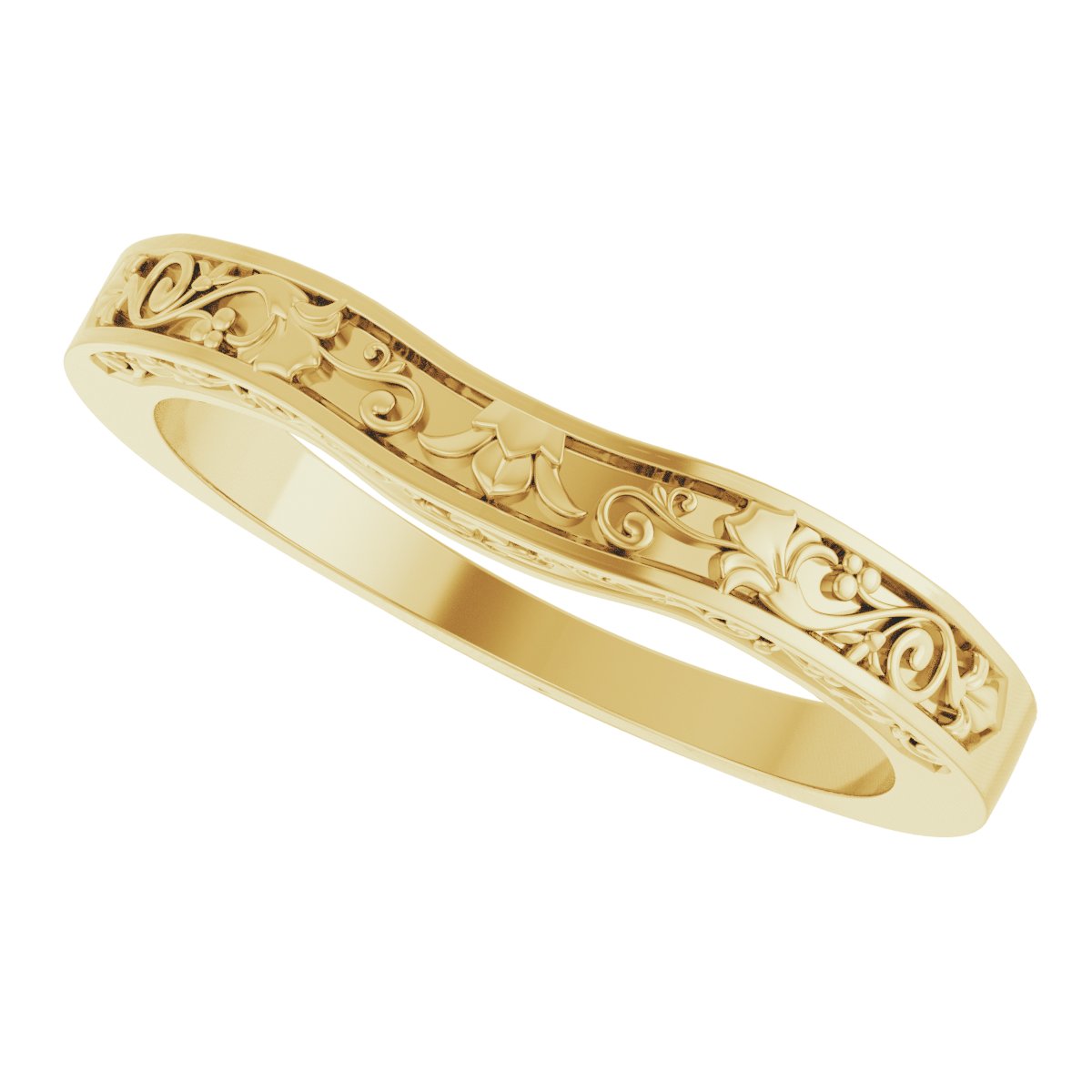 14K Yellow Gold Floral-Inspired Matching Band 