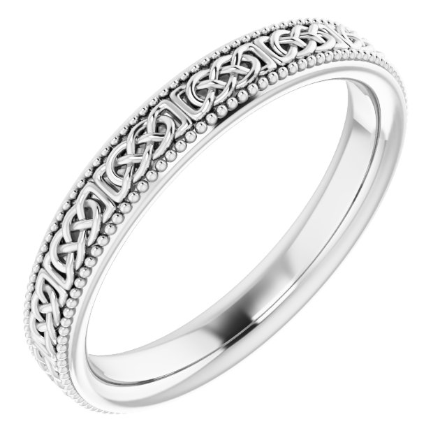 Sterling Silver 3 mm Celtic-Inspired Milgrain Band Size 4.5