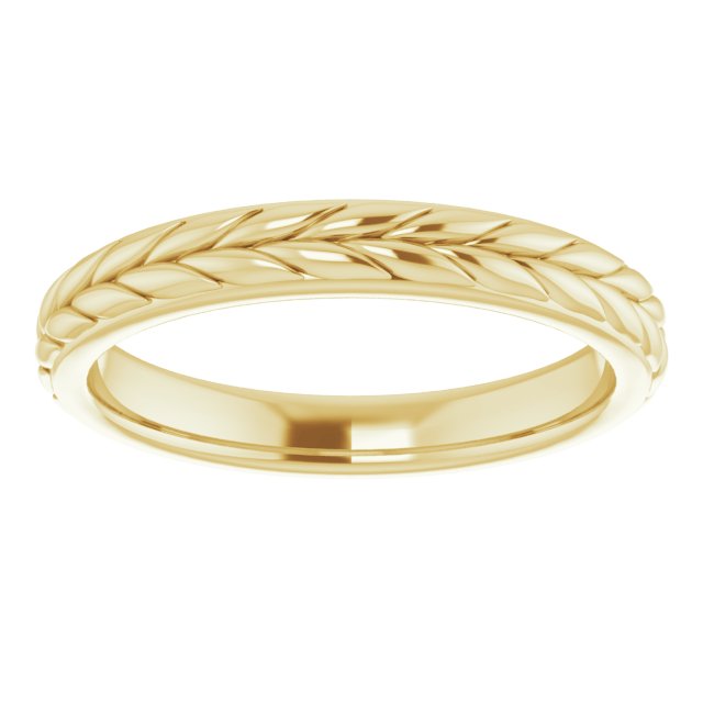 14K Yellow 3 mm Leaf Band Size 6.5