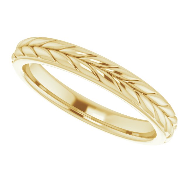 14K Yellow 3 mm Leaf Band Size 6.5