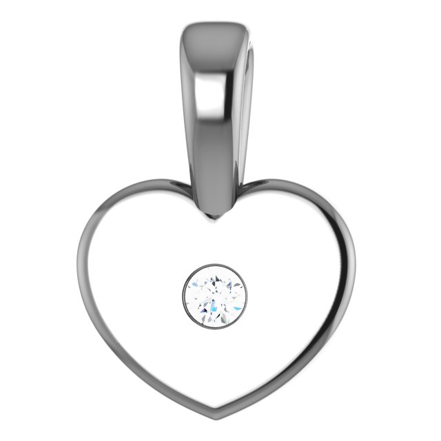 Sterling Silver .01 CT Natural Diamond Youth Heart Pendant