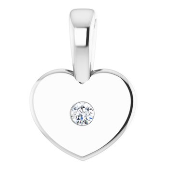 Sterling Silver .01 CT Diamond Youth Heart Pendant Ref. 14715741