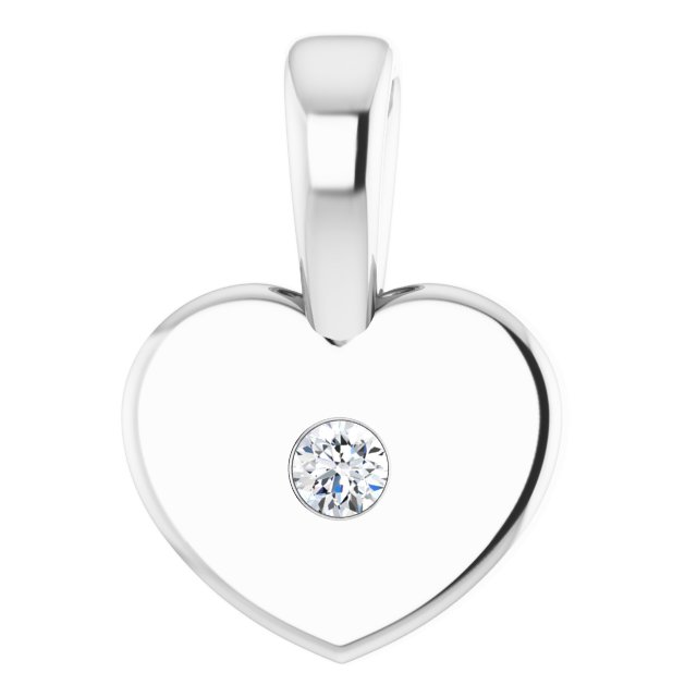 Sterling Silver .01 CT Natural Diamond Youth Heart Pendant
