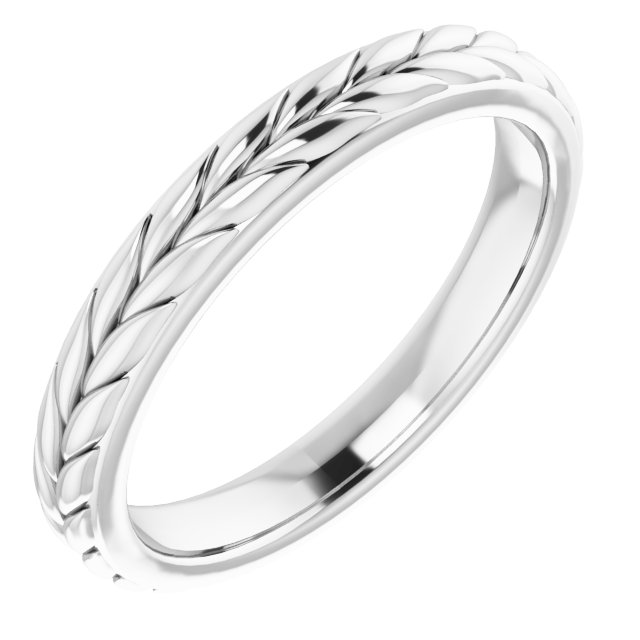 14K White 3 mm Leaf Band Size 6