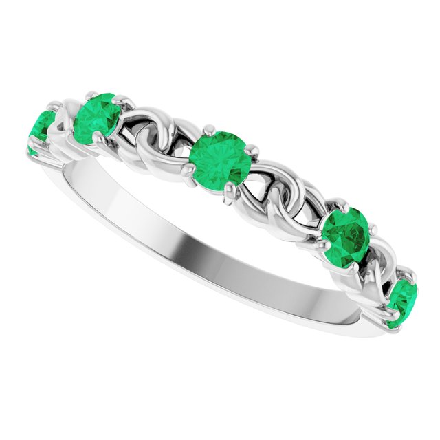Sterling Silver Lab-Grown Emerald Stackable Ring