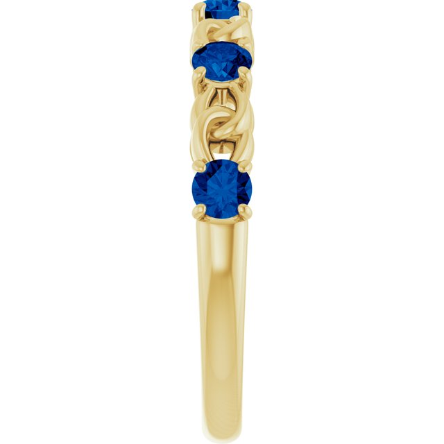 14K Yellow Blue Sapphire Stackable Link Ring     