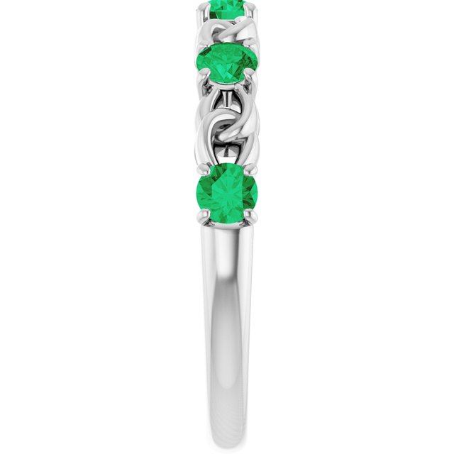 Sterling Silver Lab-Grown Emerald Stackable Ring