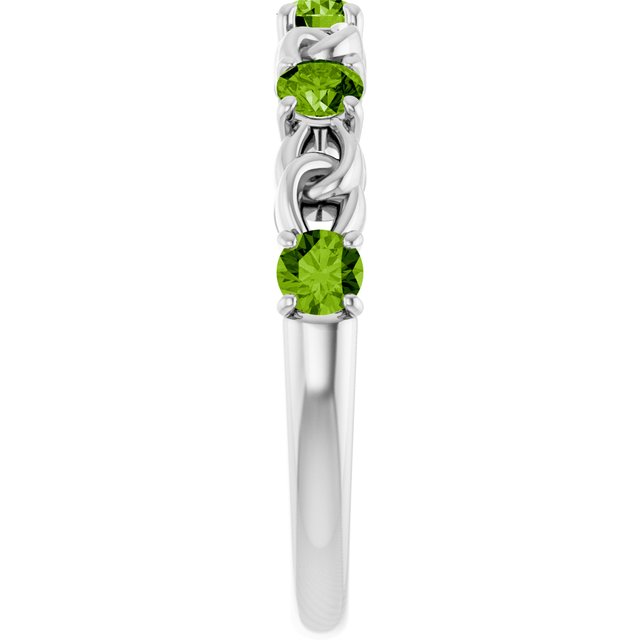 14K White Peridot Stackable Link Ring             