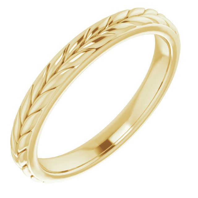 14K Yellow 3 mm Leaf Band Size 8
