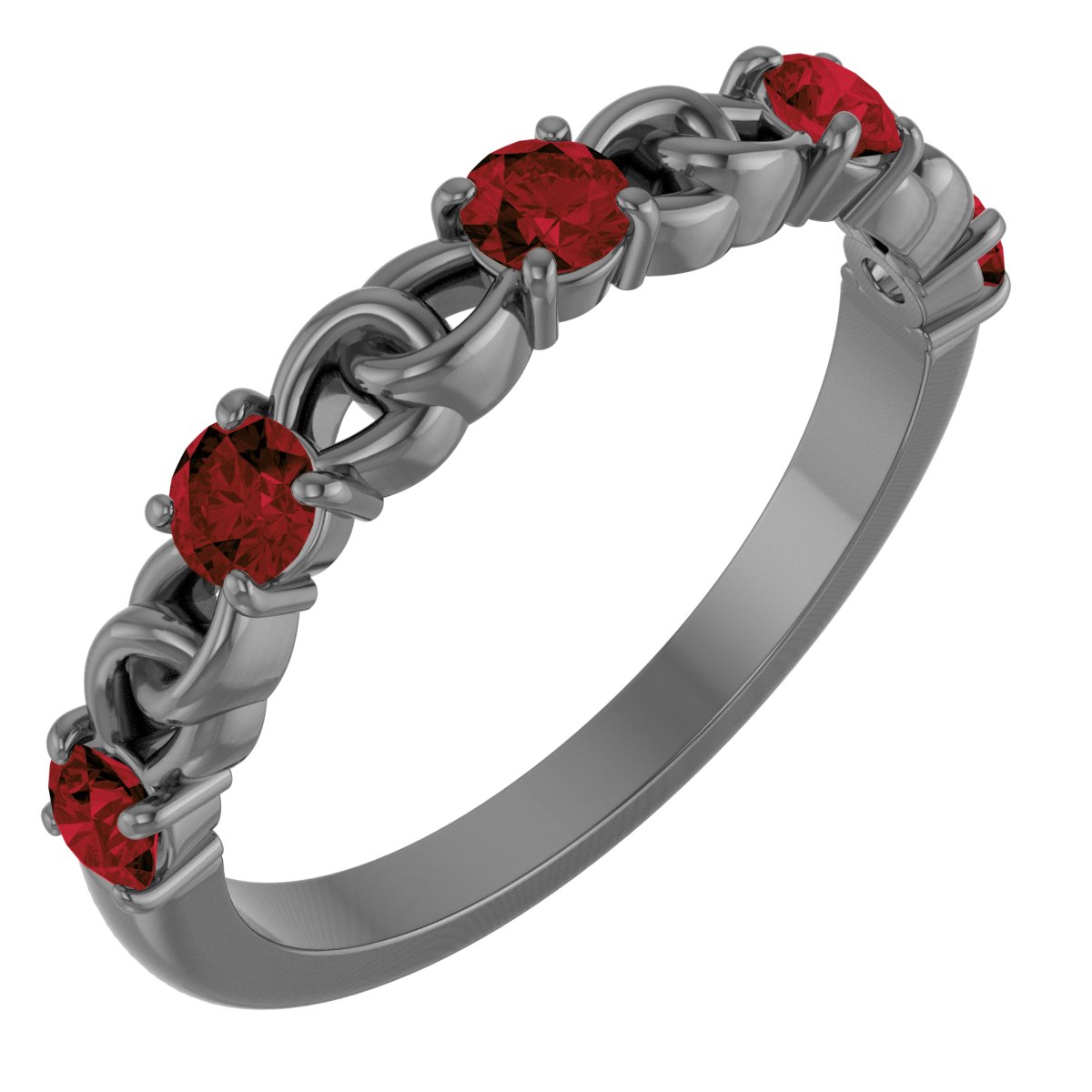 14K Rose Mozambique Garnet Stackable Link Ring Ref 14773354