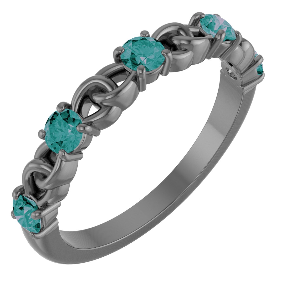Sterling Silver Chatham Created Alexandrite Stackable Link Ring Ref 14772874