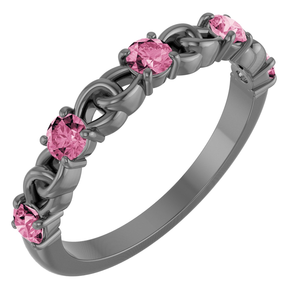 14K Yellow Pink Tourmaline Stackable Link Ring Ref 14773181