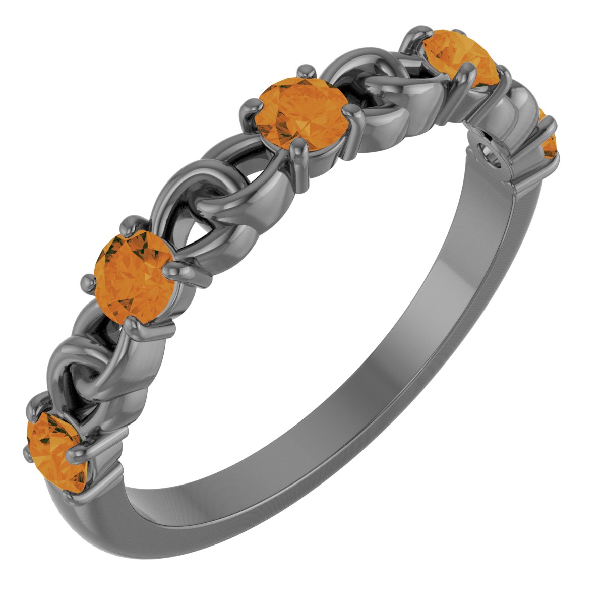 14K Rose Citrine Stackable Link Ring Ref 14773415