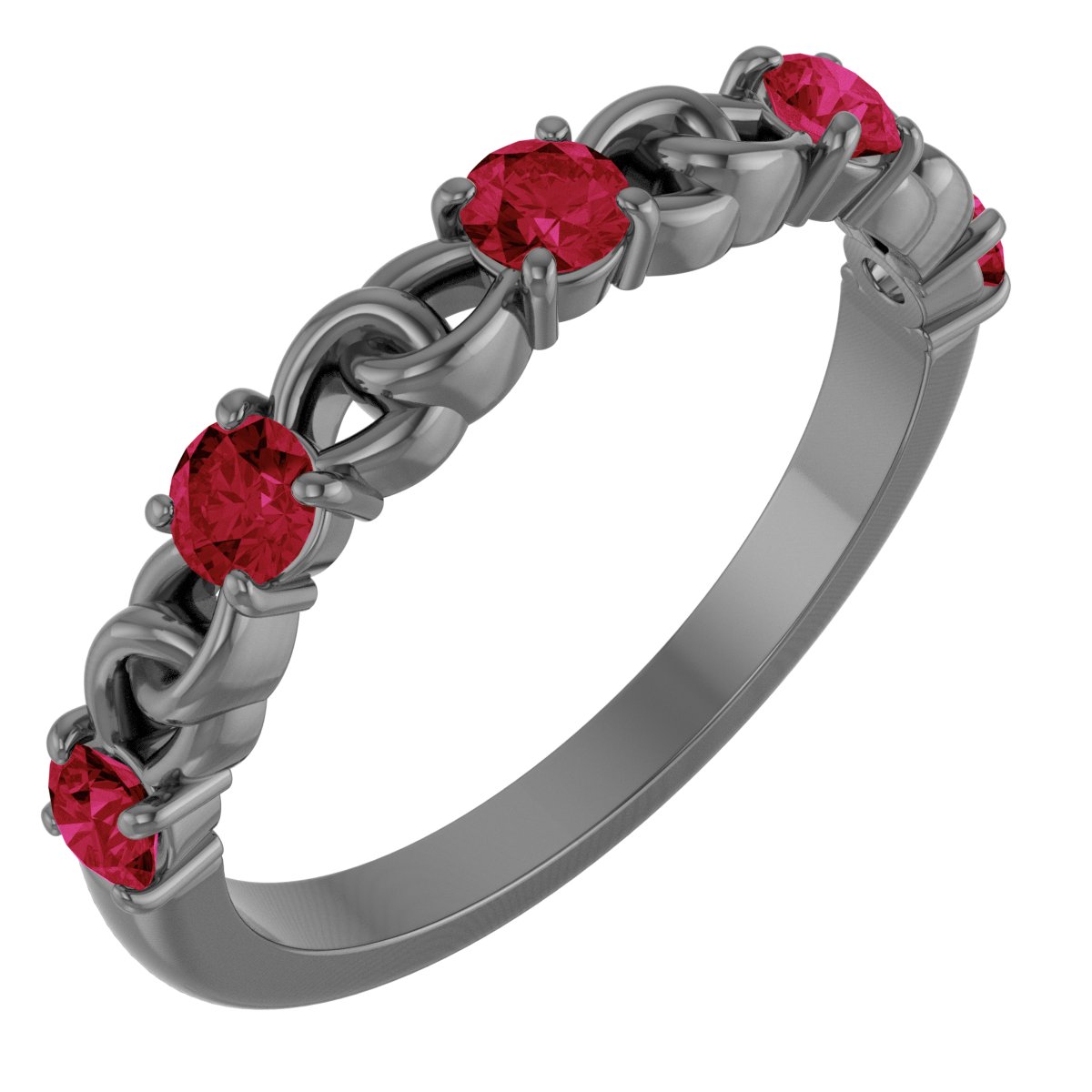 14K Rose Chatham Created Ruby Stackable Link Ring Ref 14773410