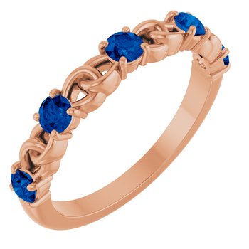 14K Rose Chatham Created Blue Sapphire Stackable Link Ring Ref 14773408