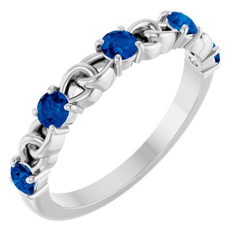 Sterling Silver Chatham Created Blue Sapphire Stackable Link Ring Ref 14772875