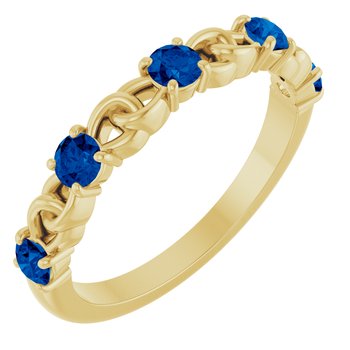 14K Yellow Chatham Created Blue Sapphire Stackable Link Ring Ref 14773049
