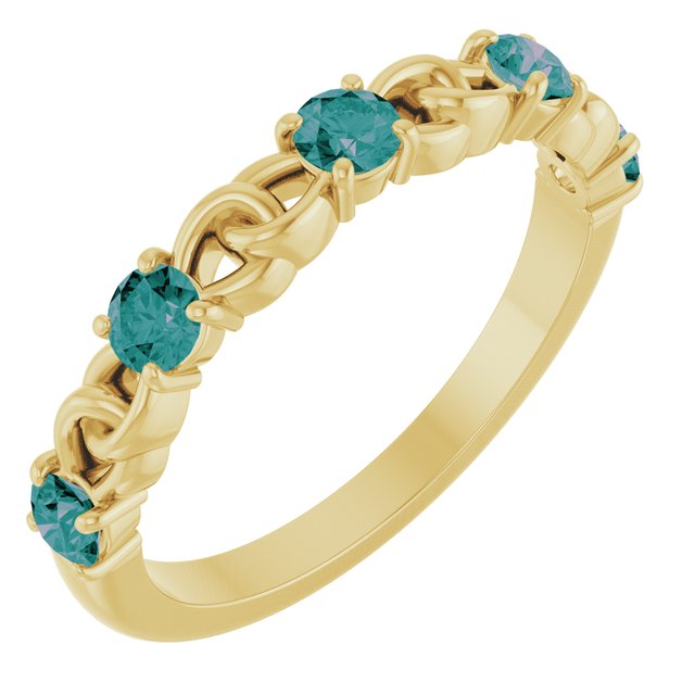 14K Yellow Lab-Grown Alexandrite Stackable Ring