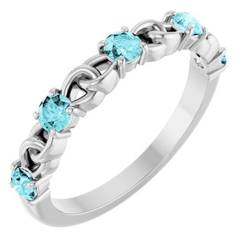 Sterling Silver Blue Zircon Stackable Link Ring Ref 14773484