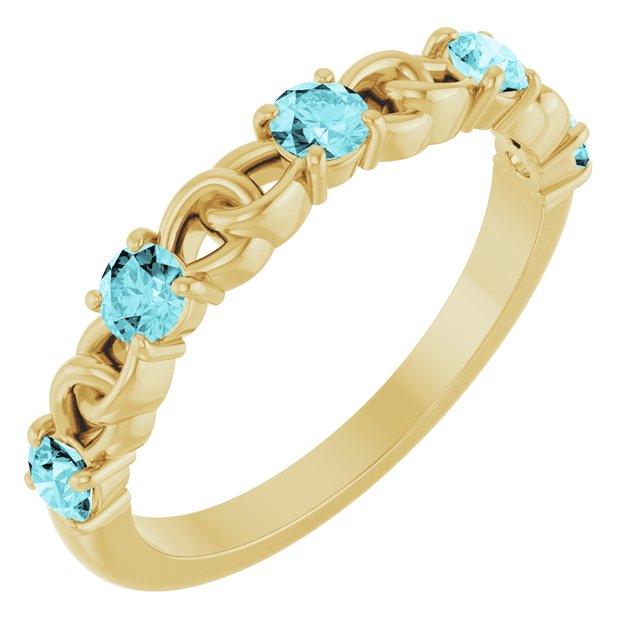 14K Yellow Natural Blue Zircon Stackable Ring