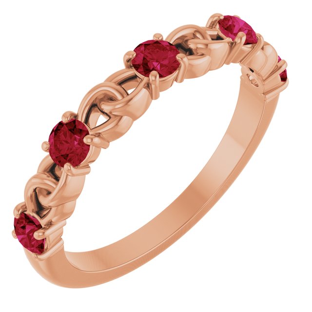 14K Rose Lab-Grown Ruby Stackable Ring