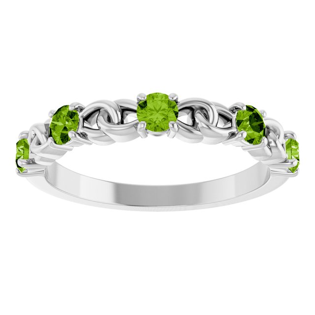 14K White Peridot Stackable Link Ring