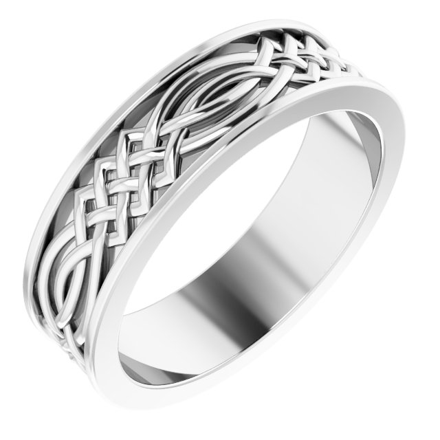 14K White 6 mm Celtic Inspired Band Size 8.5 Ref 14193461