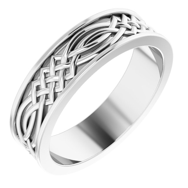 14K White 6 mm Celtic Inspired Band Size 9.5 Ref 14193469