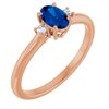 14K Rose Chatham Created Blue Sapphire and .04 CTW Diamond Ring Ref. 14576542