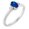 14K White Chatham Created Blue Sapphire and .04 CTW Diamond Ring Ref. 14576536