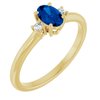 14K Yellow Chatham Created Blue Sapphire and .04 CTW Diamond Ring Ref. 14576532